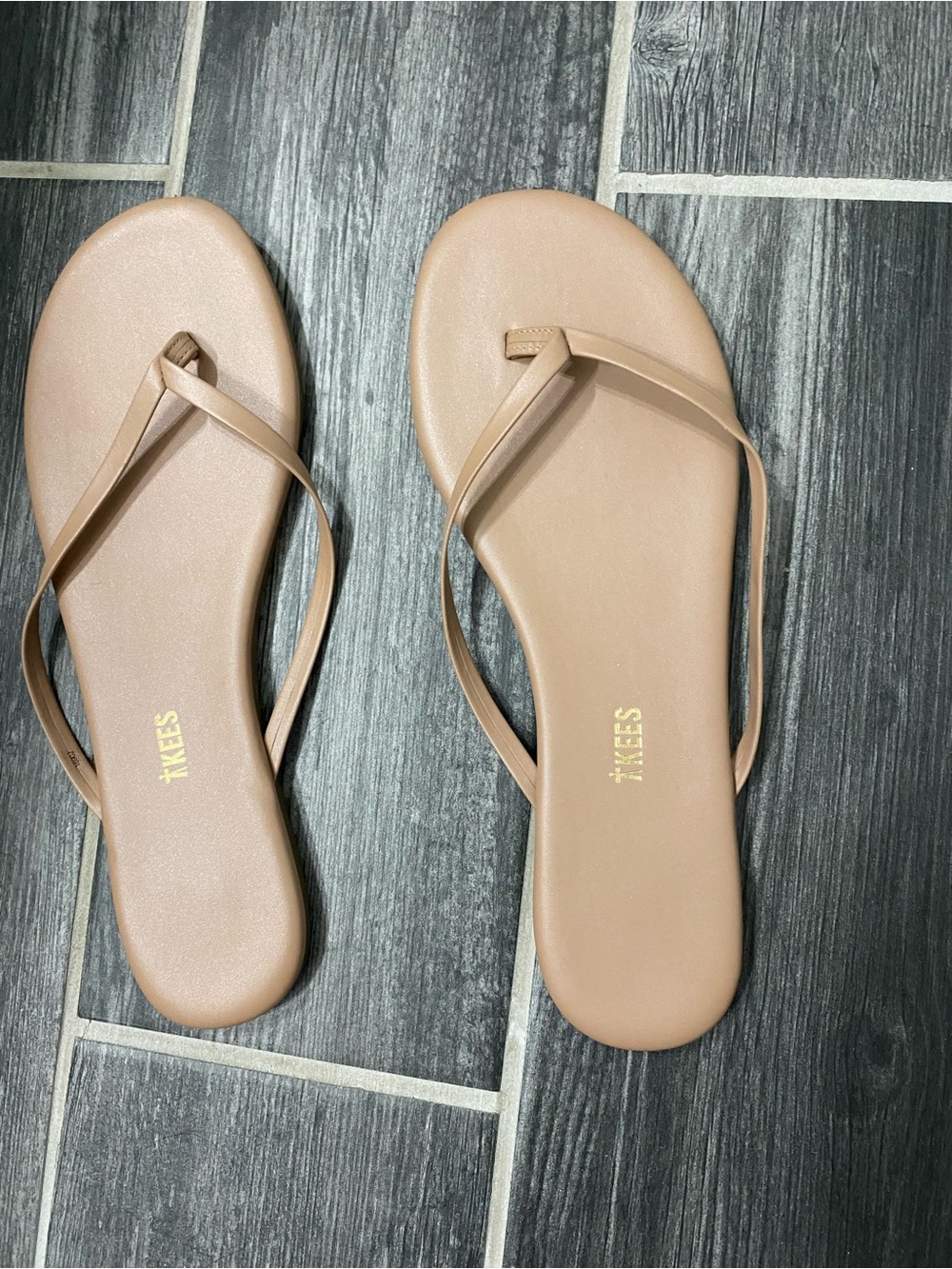 Tkees Flip Flops Never Worn Shimmer Nudes Size 11